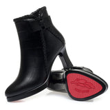 IFOMT  Autumn Women's Platform Shoes New Plus Velvet Stiletto Heel Heeled Ankle Boots Winter Versatile Pointed Toe Warm Short Boots