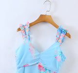 Ifomt 2023 Summer V-neck Sleeveless Vocation Beach Women Blue Mermaid Mini Dress