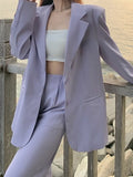 IFOMT Autumn Women Purple Blazer Pantsuit Korean Fashion Vintage Loose Jacket Pants 2 Piece Set Female Business Casual Trousers Outfit