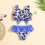 IFOMT 2024 New Girls Swimsuit for Children Summer Beach Two-Piece Suits Kids Swim Clothing Backless Sleeveless Breathable Swimwear