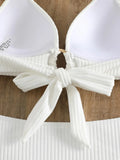 IFOMT 2024 Chain Linked Cut Out Halter Bikini Sexy Swimsuit Women White Swimwear Female Bathers Bathing Swimming Swim Suit Beachwear