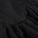 IFOMT Black Long Sleeve O Neck Pleated Dress