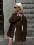 IFOMT Brown Lapel With Pocket Short Jacket Woman Casual Single Breasted Long Sleeve Cropped Coat 2024 Autumn Lady High Street Outwear