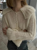 IFOMT Women's Autumn Flare Long Sleeve Sweater Cardigan Casual Pleated Loose Cropped Coat Female Y2k Top Fashion Solid Cardigan