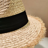 IFOMT Summer Anti-UV Raffia Straw Hat Female Wide Side Sun Protection Beach Fashion Sun Hats Seaside Casual Ladies Jazz Top Panama Hat