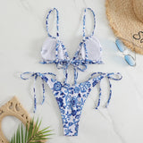 IFOMT sexy floral print micro bikini blue and white porcelain bikini swimwear swimsuit women biquini thong bikini set bathing suits