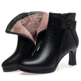 IFOMT  Autumn Women's Platform Shoes New Plus Velvet Stiletto Heel Heeled Ankle Boots Winter Versatile Pointed Toe Warm Short Boots