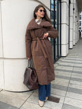 IFOMT Long Cotton-padded Jacket For Women Autumn Winter New Warm Loose With Belt Parkas Coat Female Clothes Solid Color Casual