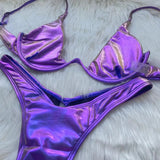 IFOMT Sexy Triangle Bikini 2023 holographic Purple Push Up Thong Swimwear Brazilian Bandage Bathing Suit Swimsuit Micro Biquini