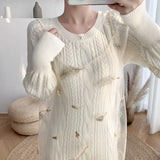 IFOMT Spring Outfit Korean Slim Knit Sweater Dress Women Knitted Mesh Spaghetti Strap Dress Female Long Sleeve Winter Autumn Dress
