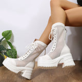 IFOMT  Boots Sandals Women New Hihg Heels Rome Mesh Breathable Lace Up Sandals Ladies Paltform Sandals Shoes Party