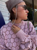 IFOMT Autumn New Pullover Sweater Women's Retro Plaid Print Loose Casual Knitted Top  Long Sleeve Round Neck Female Fashion