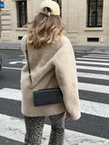 IFOMT Women Warm Lamb Wool Thick Coat Elegant Round Neck Long Sleeve Single Breasted Jacket 2024 Autumn Lady High Street Outerwear
