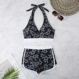 IFOMT Flower Print 2 Piece Swimsuit Women,sexy High Waist V-neck Tankini Bikini,2024 Suspender Halter Swimwear,summer Beach Vacation