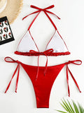 IFOMT Sexy Metallic Halter Bikinis Sets Lace Up Triangle Tie Side Bikini 2024 Swimsuit Women Swimwear Brazilian Female Bathing Suits