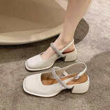 IFOMT  African Woman Shoe Mary Jane Summer High Heels Chunky Sandals Navy Blue Pumps Sweet 2024 Burgundy Straps Lolita Closed Black Bei