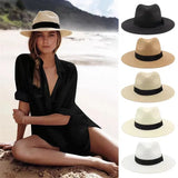 IFOMT New Men's and Women's Bob Ricard Bucket Sun Hat Ribbon Straw Hat Summer Panama Outdoor Party Picnic Sunshade Basin Cap Wholesale