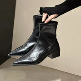 IFOMT  Autumn Women Ankle Boots Shoes Fashion Pointed Toe Ladies Short Boot Square Low Heel Casual Winter Women's Footwear 2024
