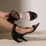 IFOMT  Ankle Straps High Heels Sandals Women Summer Pointed Toe Thick Heeled Sandals Woman Plus Size 43 Lace Up Black Party Shoes
