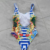 IFOMT Luxury Brand Colorful Printed One-Piece Swimwear 2023 Women Summer Beach Vacation Bikini Colored Landscape Pattern Sexy Swimsuit