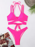 IFOMT Bikini Women Swimsuit 2024 New Solid Sling Lace Up Bikinis Set Sexy Thong Swimwear Summer Two Piece Beach Bathing Suit Female