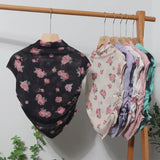 IFOMT Women's Retro Tie Dye Printed Mesh Short Sleeve T-Shirt Chic Sexy Folded Irregular Hot Girl Navel-Baring Vest Top 8721 Outfits