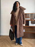 IFOMT Long Cotton-padded Jacket For Women Autumn Winter New Warm Loose With Belt Parkas Coat Female Clothes Solid Color Casual