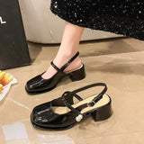 IFOMT  African Woman Shoe Mary Jane Summer High Heels Chunky Sandals Navy Blue Pumps Sweet 2024 Burgundy Straps Lolita Closed Black Bei