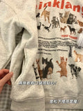 IFOMT American Kawaii Cat Print Hoodie Sweatshirts Autumn New Loose Thicked Warm Tops Women Y2k Aesthetics Long Sleeve Sweatshirt