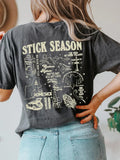IFOMT Women Noah Kahan Merch Shirt Orange Juice in 2024 Daily Tee Retro Casual Print T-shirt Apparel Y2K Top Book Lover Summer Shirt