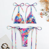 IFOMT Sexy Flower Print Bikini 3 Women Swimsuit Female Swimwear Thong Bikinis Set Brazilian Halter Beach Wear  Bathing Suit