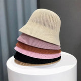 IFOMT Women Bucket Hat Summer Hollow Out Thin Breathable Sun Hat Female Beach Cap Fold Outdoor Japanese Lesure Fishierman Cap