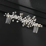 IFOMT Crystal Pearl Hair Comb Clip Pin Rhinestone Leaf Hair Comb Headband Tiara For Women Bride Wedding Hair Accessories Jewelry Comb