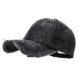 IFOMT 2024 New Washed Old Cowboy Blue Baseball Hat Soft Top, Broken Hole, Polished Edge Duck Tongue Hat Women's Sun Protection