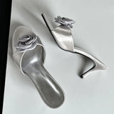 IFOMT  2024 Summer Fashion Flower Woman Slippers Thin Low Heels Party Stripper Ladies Mules Slides Zapatos Mujer