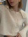 IFOMT Women's Autumn Flare Long Sleeve Sweater Cardigan Casual Pleated Loose Cropped Coat Female Y2k Top Fashion Solid Cardigan