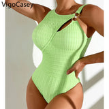 IFOMT VigoCasey 2024 Solid Ring Patchwork Swimwear Women Sexy Hollow Push UP One Piece Swimsuit Monokini Summer Beach Bathing Suit