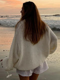 IFOMT White Loose Lazy Sweater Women's Thin Long-Sleeved Pullover Knitted Top Hollow Out Fashion Autumn Female Casual Knitwear