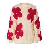 IFOMT Crochet Embroidered Sweater For Women 2024 Autumn Winter Fashion Loose Long Sleeve Knitted Pullover Top Female Casual
