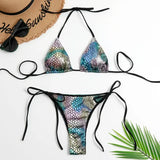 IFOMT Fish Scales Shiny Halter Triangle Bikinis Set Swimwear Women Micro Thong Swimsuits Swimming Suit Biquinis Bikinis Mujer Swim