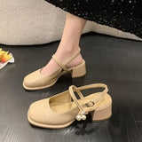 IFOMT  African Woman Shoe Mary Jane Summer High Heels Chunky Sandals Navy Blue Pumps Sweet 2024 Burgundy Straps Lolita Closed Black Bei