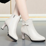 IFOMT  Autumn Women's Platform Shoes New Plus Velvet Stiletto Heel Heeled Ankle Boots Winter Versatile Pointed Toe Warm Short Boots