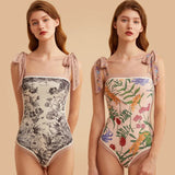 IFOMT New Vintage Printed Double-sided Wear Swimming Bathing Suit Women Bandage Sexy One Piece Swimsuit Beachwear Swimwear Woman