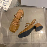 IFOMT  African Woman Shoe Mary Jane Summer High Heels Chunky Sandals Navy Blue Pumps Sweet 2024 Burgundy Straps Lolita Closed Black Bei