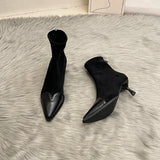 IFOMT Leopard Women Ankle Boots Fashion Pointed Toe Short Booties Designer Thin High Heels Stripper Shoes Botas Mujer