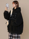 IFOMT Lamb Wool Oversized Letter Printed Hoodies Thick Warm Hooded Sweatshirt Harajuku Hood Top Autumn 2024 Clothes for Women