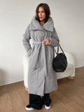 IFOMT Long Cotton-padded Jacket For Women Autumn Winter New Warm Loose With Belt Parkas Coat Female Clothes Solid Color Casual