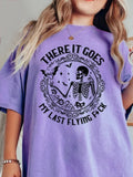 IFOMT Women There It Goes My Last Fck T-Shirt College Daily Tee Retro Dark Academic Casual Print T-shirt Apparel Y2K Top Book Lover