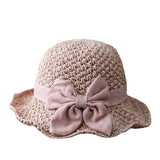 IFOMT Hat Female Summer Little Fresh Sun Hat Straw Hat Small Brim Bucket Hat Minimalist Bowknot Japanese Style All-Matching Sun Hat