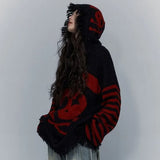 IFOMT Street Punk Skeleton Rabbit Sweaters Mujer Autumn Winter New Hoodie Knitted Tops Women Y2k Long Sleeve Loose Pullovers